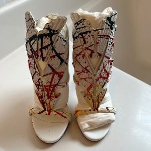 Giuseppe Zanotti 2.0 Cruel Paint Splattered Heels Size 37 1/2.